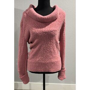 Moda International Salmon Sweater Cowl Neck Or Off The Shoulder Size Large Pink
